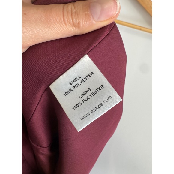 Azazie Burgundy Sleeveless V-Neck Ruffle Chiffon Bridesmaid Dress - Picture 5 of 8